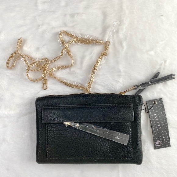Francesca's Collections Handbags - NWT Francesca’s Collection Black Slim Crossbody Bag or Clutch with Gold Chain